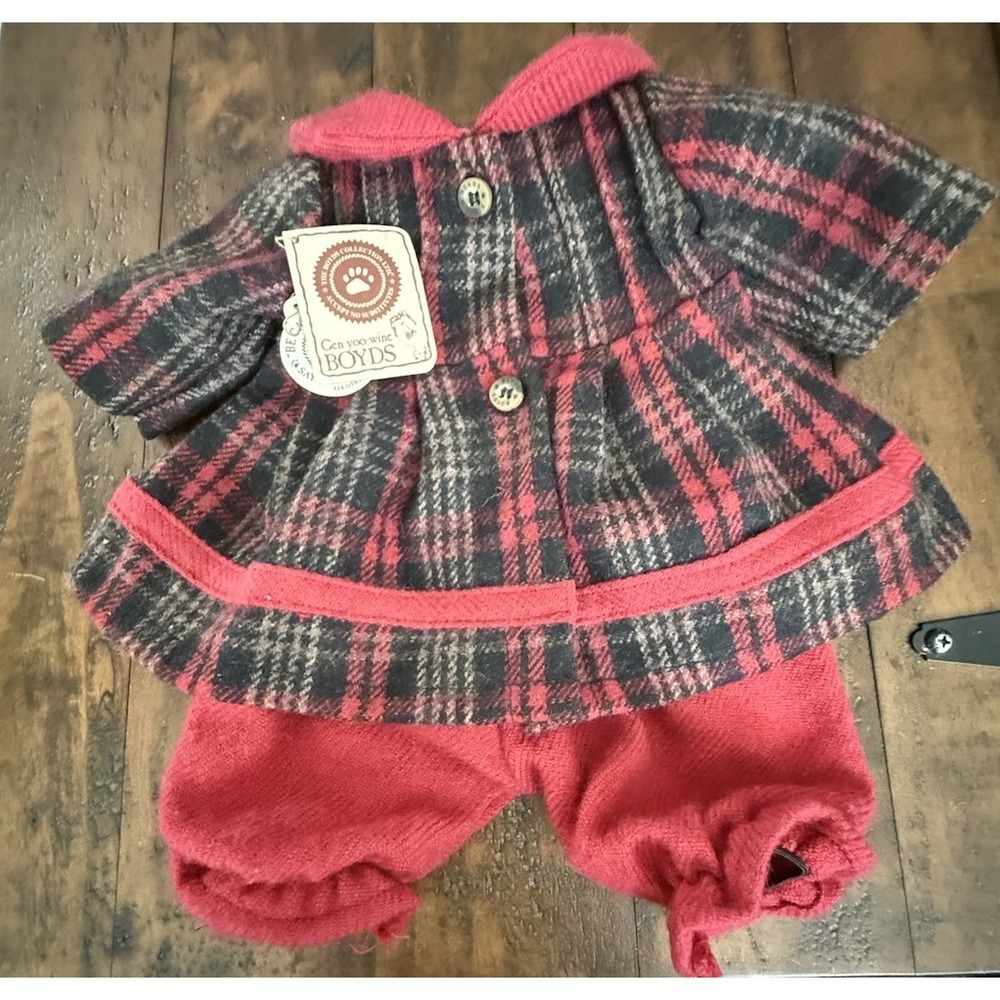 Boyds Bears Juniper J Bearsley Outfit Plaid Dress Red 2001 Retired